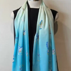 THE METROPOLITAN MUSEUM OF ART 100% Silk "Japanese Butterflies" Scarf 17"x60"